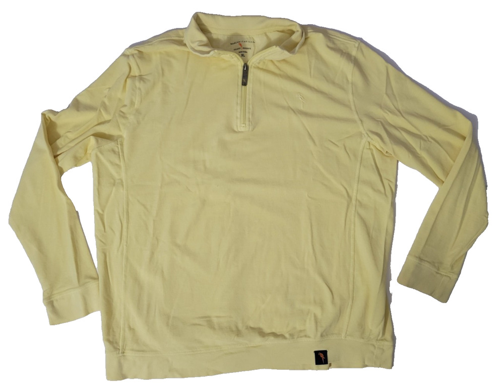 Margaritaville Island Reserve Men's XL Yellow 1/4 Zip Cotton Pullover Sweatshirt